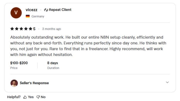 Fiverr review from vicezz (Germany) — 5 stars